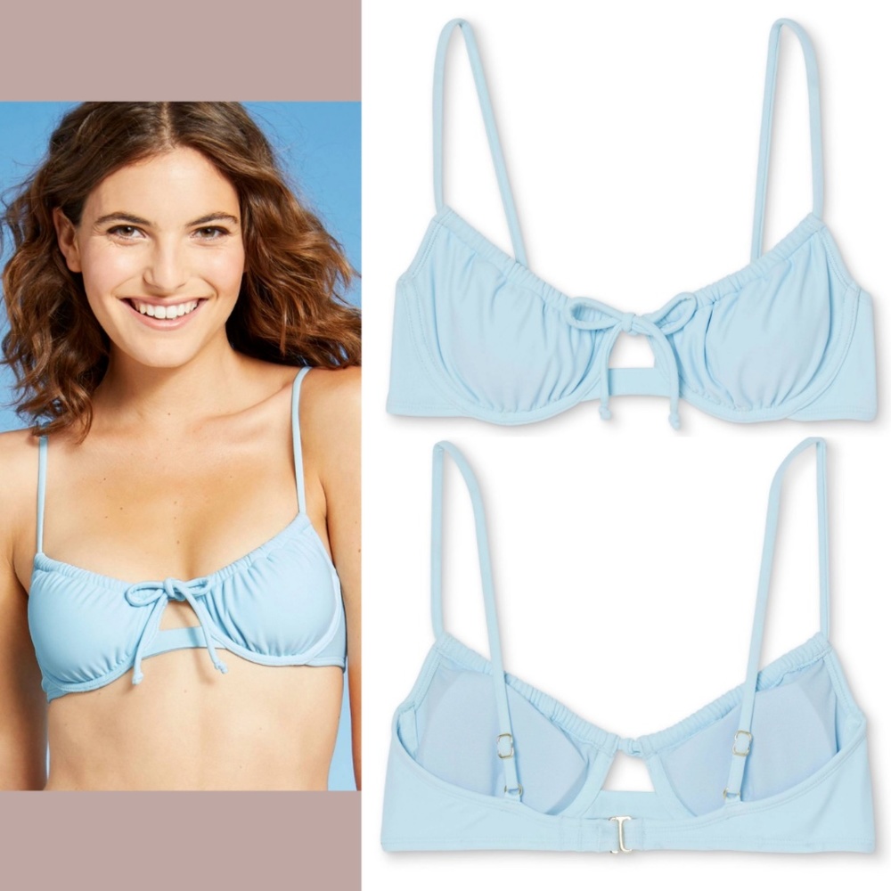 NWT Xhilaration [‎ Medium 4-6 ] Shirred Underwire Bikini Top in Light Blue